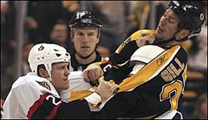 Hal Gill fights Chris Neil Hal Gill fights Chris Neil