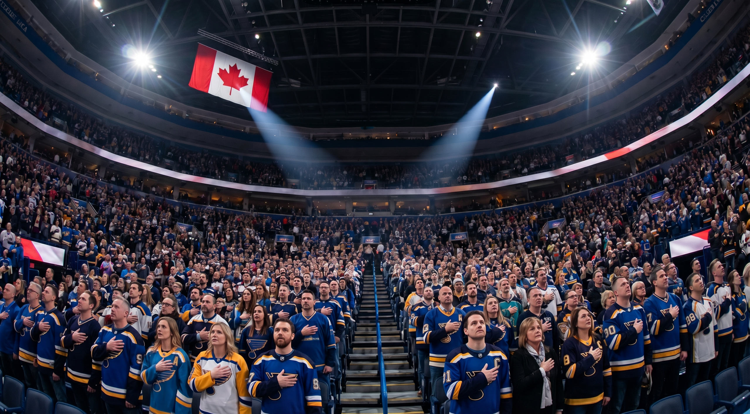 Buffalo fans sing Canadian anthem